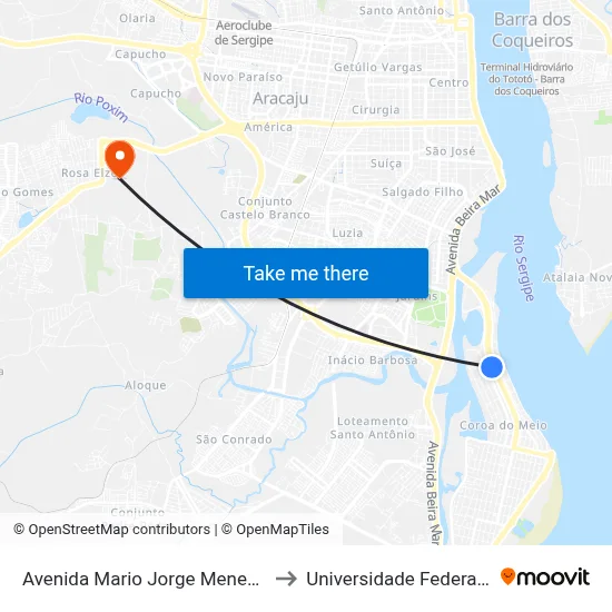 Avenida Mario Jorge Menezes Vieira, 3101 to Universidade Federal De Sergipe map