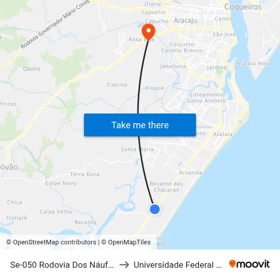 Se-050 Rodovia Dos Náufragos, 7448 to Universidade Federal De Sergipe map