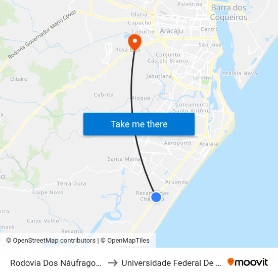 Rodovia Dos Náufragos, 5564 to Universidade Federal De Sergipe map