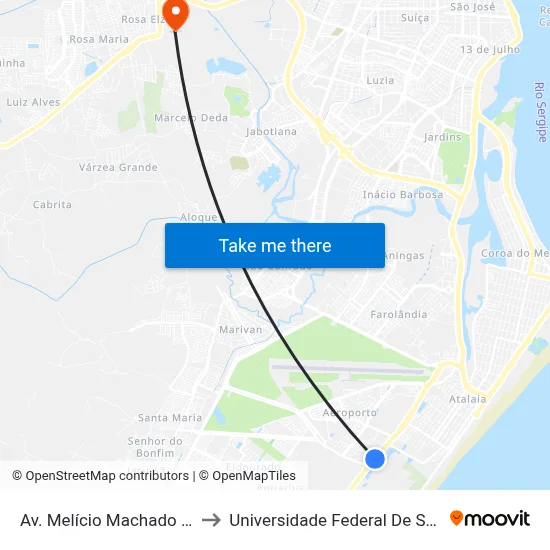 Av. Melício Machado 1439 to Universidade Federal De Sergipe map