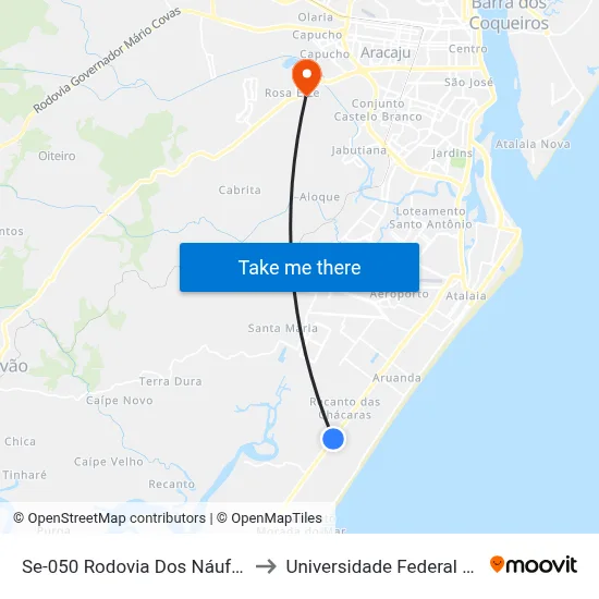 Se-050 Rodovia Dos Náufragos, 6755 to Universidade Federal De Sergipe map