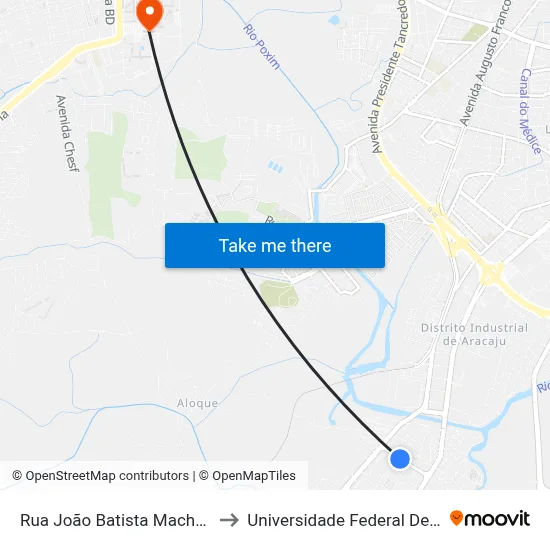 Rua João Batista Machado, 265 to Universidade Federal De Sergipe map