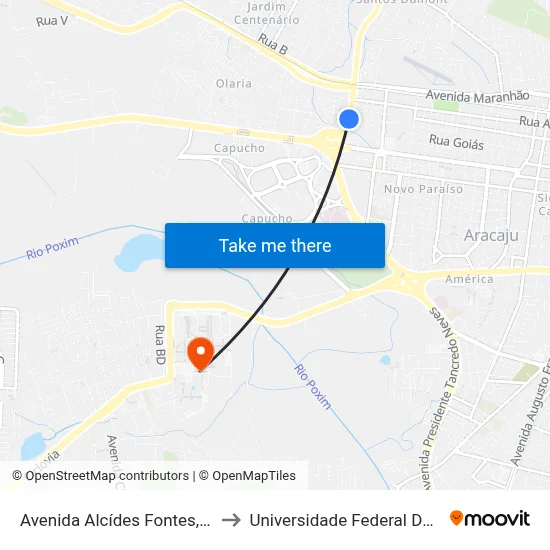 Avenida Alcídes Fontes, 117-119 to Universidade Federal De Sergipe map