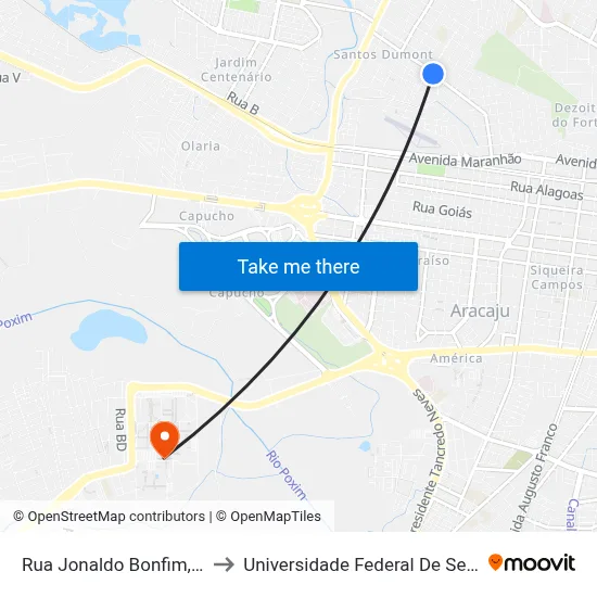 Rua Jonaldo Bonfim, 145 to Universidade Federal De Sergipe map