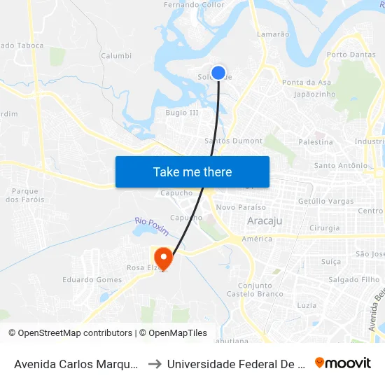 Avenida Carlos Marques, 335 to Universidade Federal De Sergipe map