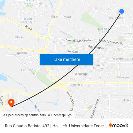 Rua Cláudio Batista, 492 | Hospital Universitário to Universidade Federal De Sergipe map