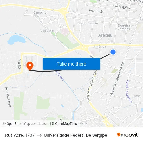 Rua Acre, 1707 to Universidade Federal De Sergipe map