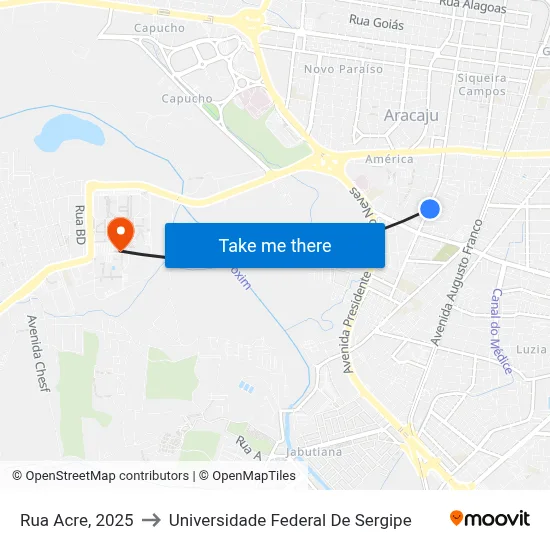 Rua Acre, 2025 to Universidade Federal De Sergipe map