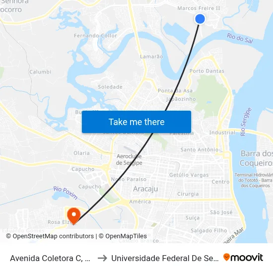 Avenida Coletora C, 1300 to Universidade Federal De Sergipe map