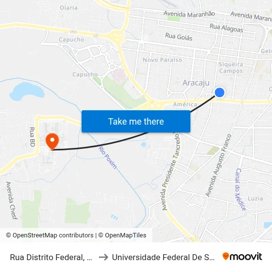 Rua Distrito Federal, 1320 to Universidade Federal De Sergipe map