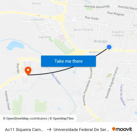 Ac11 Siqueira Campos to Universidade Federal De Sergipe map