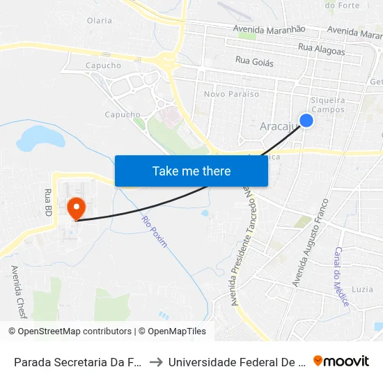 Parada Secretaria Da Fazenda to Universidade Federal De Sergipe map