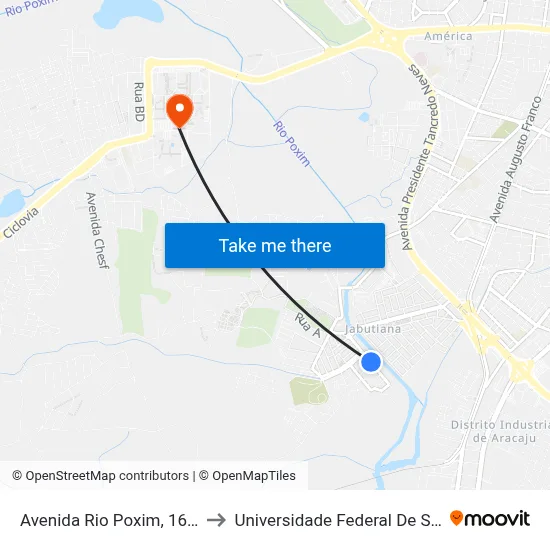 Avenida Rio Poxim, 164-186 to Universidade Federal De Sergipe map