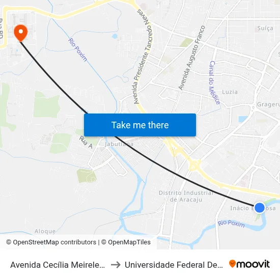 Avenida Cecília Meireles, 1-129 to Universidade Federal De Sergipe map