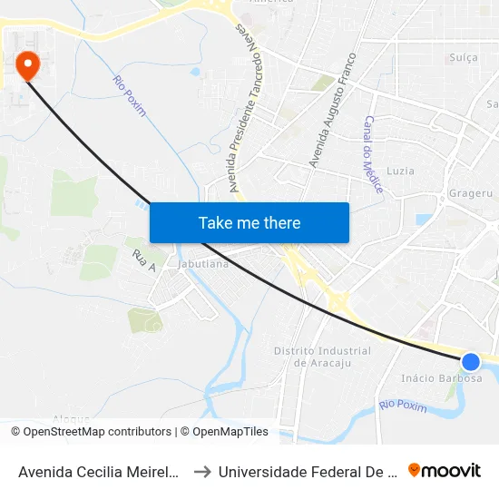 Avenida Cecilia Meireles, 1-51 to Universidade Federal De Sergipe map