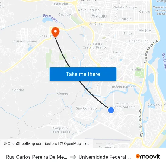 Rua Carlos Pereira De Melo, 593-683 to Universidade Federal De Sergipe map
