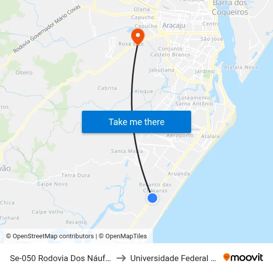 Se-050 Rodovia Dos Náufragos, 6439 to Universidade Federal De Sergipe map