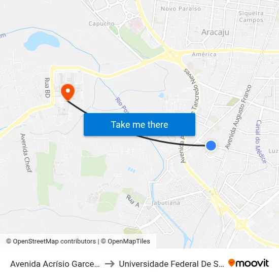 Avenida Acrísio Garcez, 255 to Universidade Federal De Sergipe map
