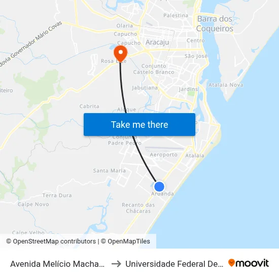 Avenida Melício Machado, 3705 to Universidade Federal De Sergipe map