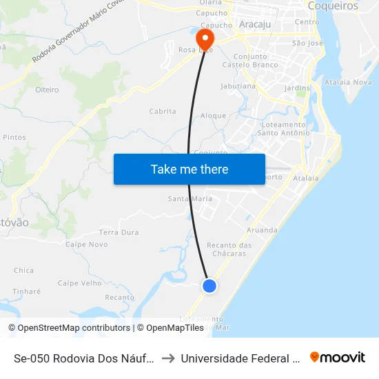 Se-050 Rodovia Dos Náufragos, 7844 to Universidade Federal De Sergipe map