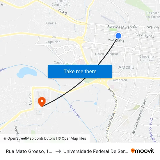 Rua Mato Grosso, 1401 to Universidade Federal De Sergipe map