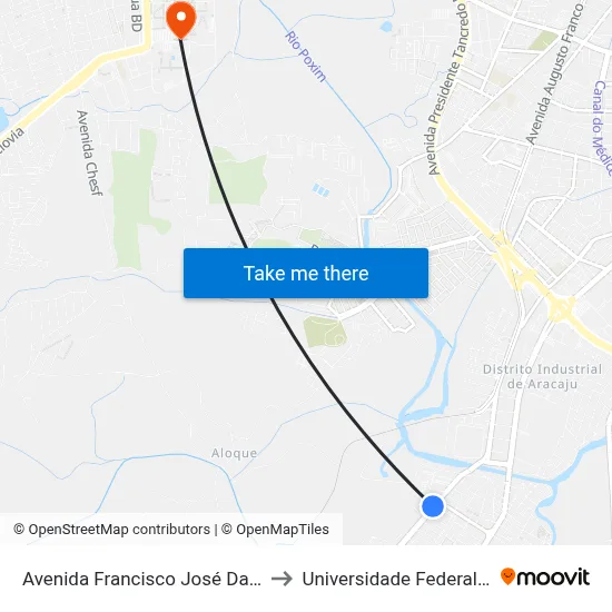 Avenida Francisco José Da Fonseca, 536 to Universidade Federal De Sergipe map