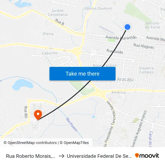 Rua Roberto Morais, 214 to Universidade Federal De Sergipe map