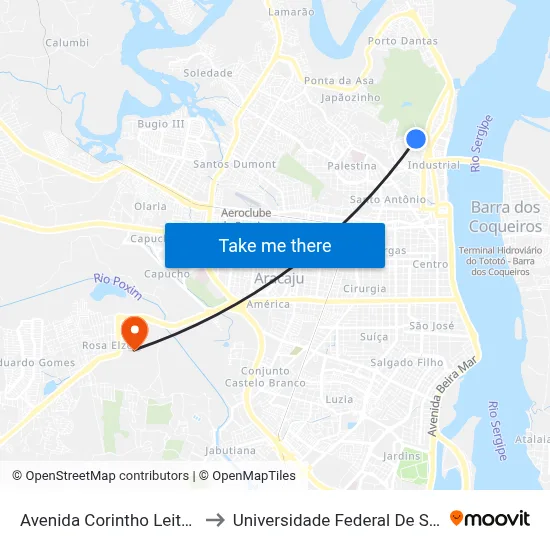 Avenida Corintho Leite, 198 to Universidade Federal De Sergipe map