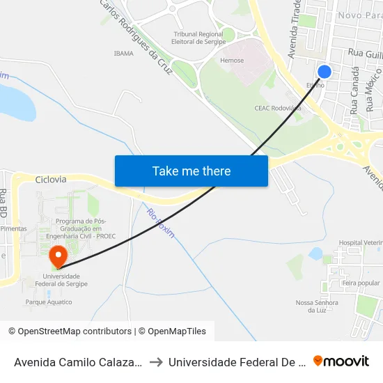 Avenida Camilo Calazans, 680 to Universidade Federal De Sergipe map