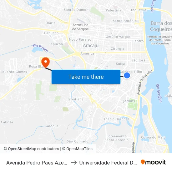 Avenida Pedro Paes Azevedo, 501 to Universidade Federal De Sergipe map
