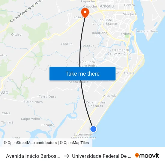 Avenida Inácio Barbosa, 4225 to Universidade Federal De Sergipe map