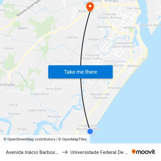 Avenida Inácio Barbosa, 6000 to Universidade Federal De Sergipe map