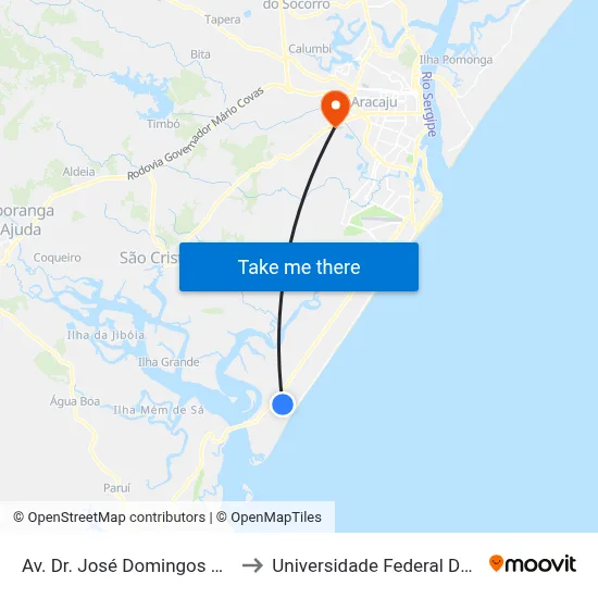 Av. Dr. José Domingos Maia, 845 to Universidade Federal De Sergipe map