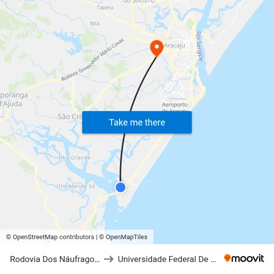 Rodovia Dos Náufragos, 150 to Universidade Federal De Sergipe map