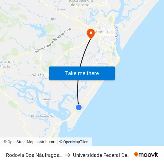 Rodovia Dos Náufragos, 13300 to Universidade Federal De Sergipe map