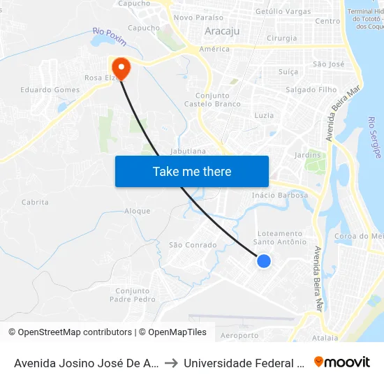 Avenida Josino José De Almeida, 668 to Universidade Federal De Sergipe map