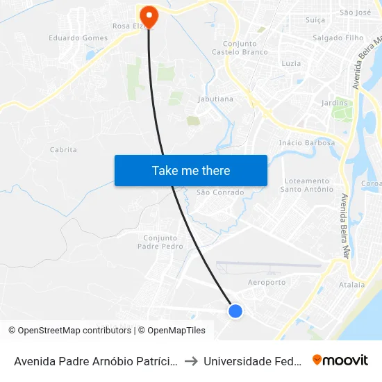 Avenida Padre Arnóbio Patrício De Melo, 1792-1846 to Universidade Federal De Sergipe map
