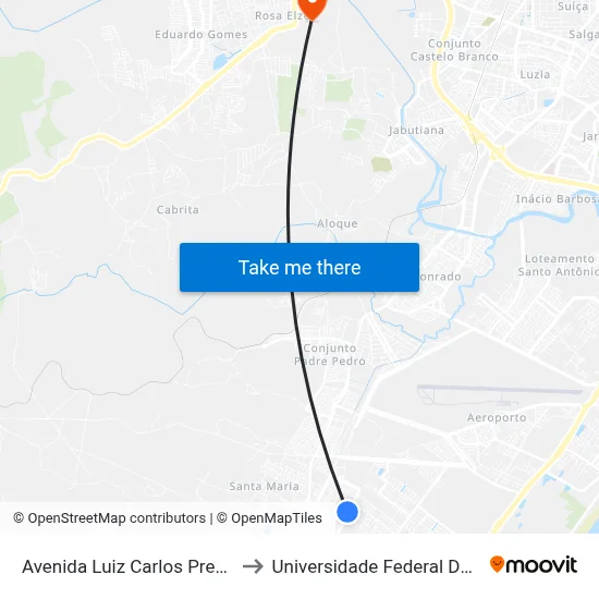 Avenida Luiz Carlos Prestes, 450 to Universidade Federal De Sergipe map