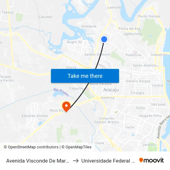 Avenida Visconde De Maracaju , 1460 to Universidade Federal De Sergipe map