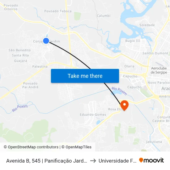Avenida B, 545 | Panificação Jardim - Ponto Final Do Conjunto Jardim to Universidade Federal De Sergipe map