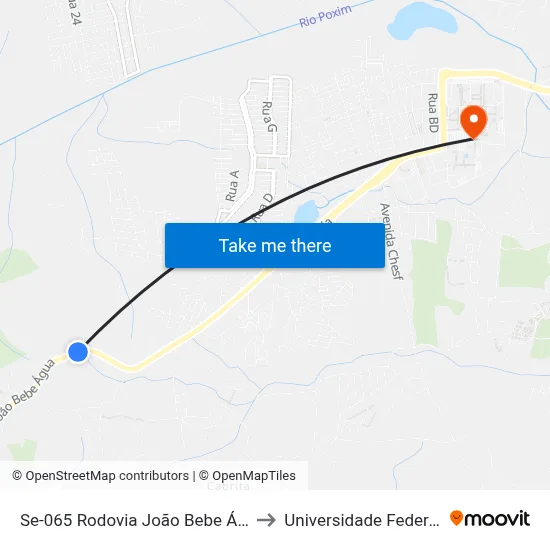 Se-065 Rodovia João Bebe Água, Km 5,7 Oeste to Universidade Federal De Sergipe map