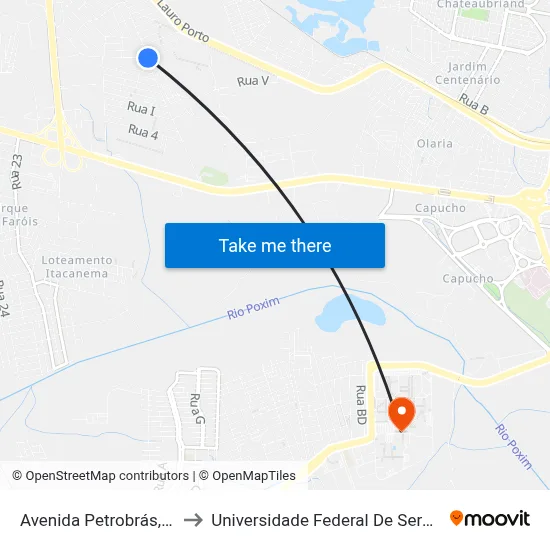 Avenida Petrobrás, 98 to Universidade Federal De Sergipe map