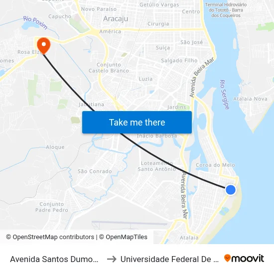 Avenida Santos Dumont, 1835 to Universidade Federal De Sergipe map