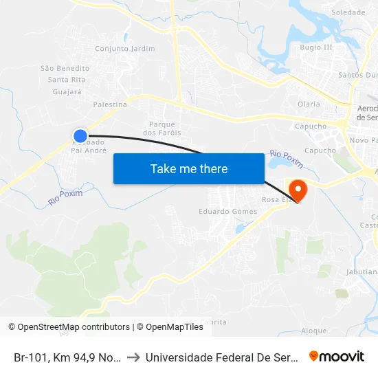 Br-101, Km 94,9 Norte to Universidade Federal De Sergipe map
