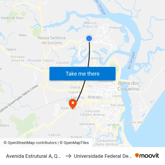 Avenida Estrutural A, Quadra 17 to Universidade Federal De Sergipe map