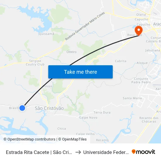 Estrada Rita Cacete | São Cristóvão, 7454-9200 to Universidade Federal De Sergipe map