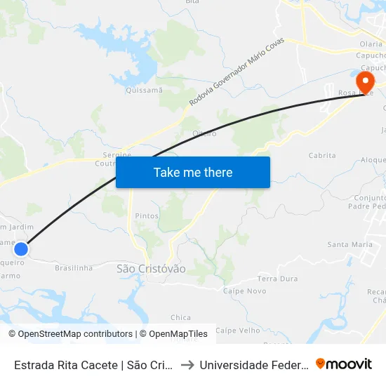 Estrada Rita Cacete | São Cristóvão, 7454-9200 to Universidade Federal De Sergipe map