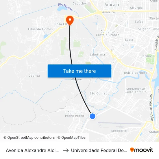 Avenida Alexandre Alcino, 1300 to Universidade Federal De Sergipe map