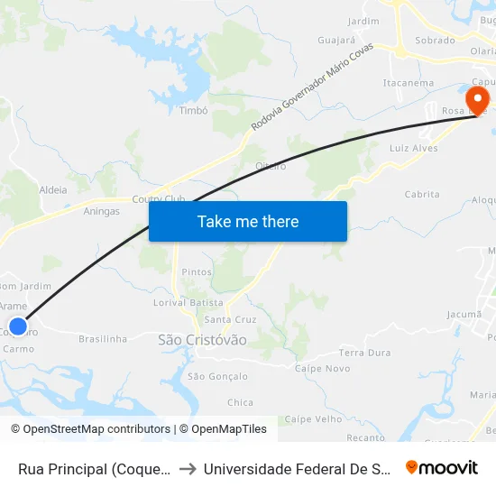 Rua Principal (Coqueiros) to Universidade Federal De Sergipe map