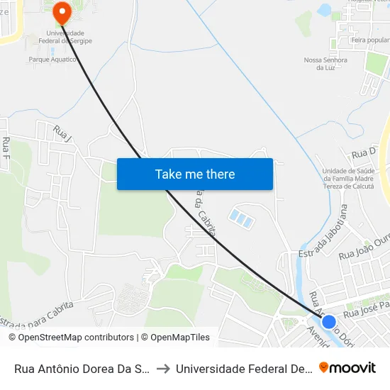 Rua Antônio Dorea Da Silva, 324 to Universidade Federal De Sergipe map